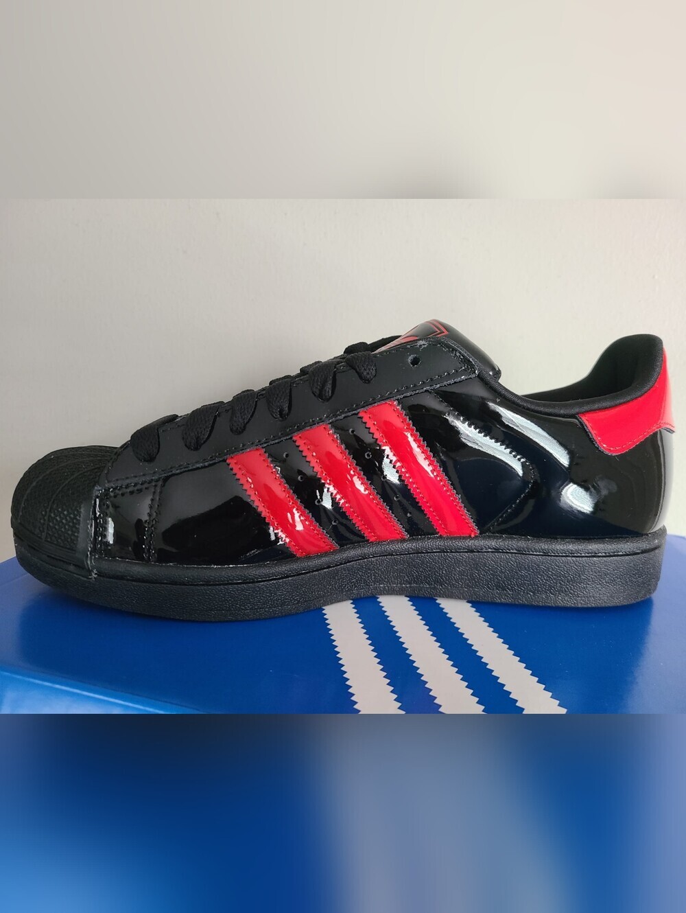 Adidas Superstar II Patent Leather Sneaker Black Red